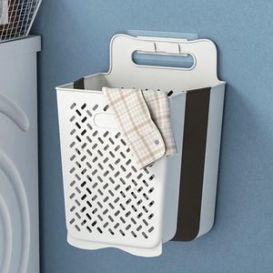 Plastic Collapsible Laundry Basket with Handles - Freestanding Foldable Toy Storage Organizer Grey