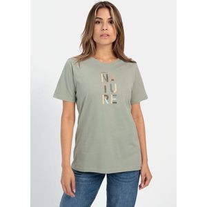 camel active T-shirt met print gemaakt van duurzaam biologisch katoen - Maat womenswear-XS - Grijs