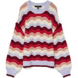 Vero Moda - Vmdoja Ls O-neck Pullover - Trui - Baby Lavender/Stripes W. Syrah/Ribbon Red/Ros