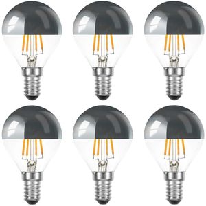 6 stuks | Ledmaxx LED kopspiegellamp zilver 4W 360lm 2700K Niet-Dimbaar | E14 | Extra Warm Wit | 4 watt | 20.000 Branduren