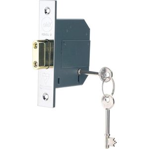 High Security BS 5 Lever Mortice Dead Lock 64mm 2.5"" - Gepolijst Chrome Finish - 2 Sleutels inbegrepen - Duurzame Beveiliging