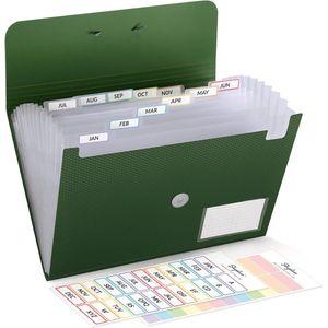 JGS ® Uitbreidbare Documentenmap A4 met 13 Vakken en Kleurrijke Labels voor Organisatie