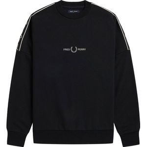 Fred Perry Tape Sleeve Sweatshirt Truien & Vesten Heren - Sweater - Hoodie - Vest- Zwart - Maat S