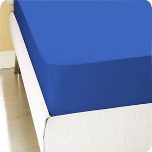 Homee Hoeslaken Jersey stretch  royal blauw 190/200x200/220+ 35cm Lits-jumeaux bed 100% Katoen