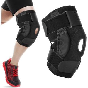 De Millennials Kniebrace - Open Patella Knie Brace - Bandage Ondersteuning - One Size Fits All - Dames - Heren - Steun Slijmbeursontsteking - Sportblessure - Zwart- rood - Verstelbaar Compressie Bandage -