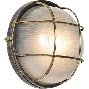 QAZQA hanneke - Industriele Wandlamp voor buiten - 1 lichts - D 10.6 cm - Goud/messing - Industrieel - Buitenverlichting