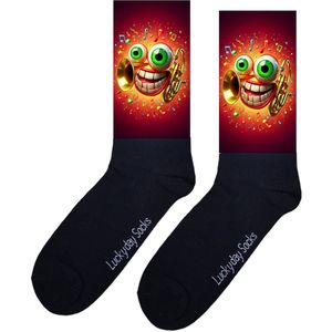 Trompet - Valentijns Cadeau - Grappige sokken - Leuke sokken - Hem Haar sokken - Vrolijke sokken - Sint cadeau - Vaderdag - Moederdag - Verjaardag cadeau - Kerst cadeau - Grappig cadeau - Leuk Cadeau - Muziek - Socks maken Happy - 37-44