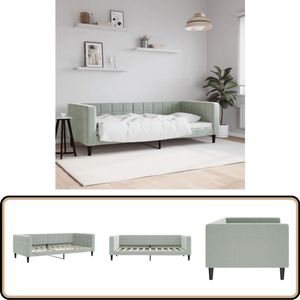 vidaXL lichtgrijze fluwelen slaapbank 90x190 cm Slaapbank - Daybed - Tweepersoonsbed - Lounge Sofa - Multifunctionele Meubels