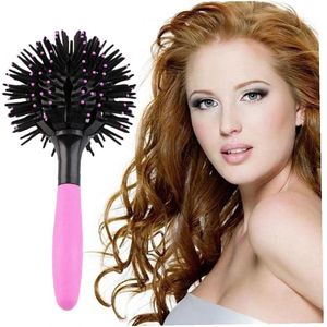 2-delige haarkam bolvormige krulkam luchtstylingkam - zwart + rozenrood