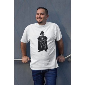 Rick & Rich - T-Shirt Darth Vader Full Body Cartoon - T-Shirt Star Wars - Wit Shirt - T-shirt met opdruk - Shirt met ronde hals - T-shirt Man - T-shirt met ronde hals - T-shirt maat XL