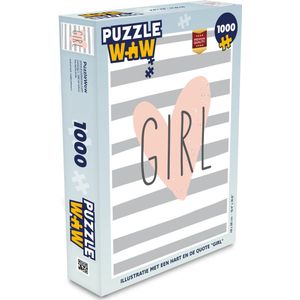 Puzzel Illustratie met een hart en de quote ""Girl"" - Legpuzzel - Puzzel 1000 stukjes volwassenen