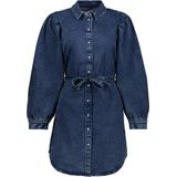 Only Jurk Onlrocco Stretch Ls Dnm Belt Dress 15300528 Medium Blue Denim Dames Maat - XS