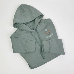 Kersttrui - Rendier - Kersttrui heren - Kerstcadeau - Wintertrui - Hoodie heren - Mr Reindeer - Olijfgroen M