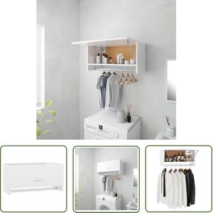 The Living Store Kledingkast 70x32,5x35 cm bewerkt hout hoogglans wit - Garderobe - Kasten - Kledingkast - Compact - Witte Kast