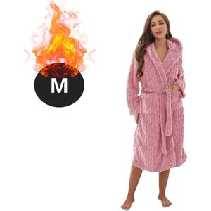 Bovista Badjas Dames - Fleece - Katoen - Badstof - Sauna - Hamam - Wafel - Bathrobe - Duster - Ochtendjas - Kimono - Spa - Roze M
