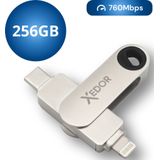 Xedor® Flex - USB Stick - 256 GB - 760Mbps - Lightning en USB C - iPhone en Android