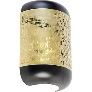 QAZQA kayleigh - Industriele Wandlamp voor binnen - 1 lichts - D 10 cm - Zwart Goud - Industrieel - Woonkamer | Slaapkamer | Keuken