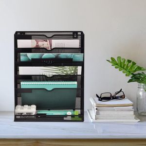 Wandvijlhouder A4 papieren houder - wandgemonteerde tijdschriftenrek met opbergorganizer - moderne uitstraling tijdschriftenhouder wand