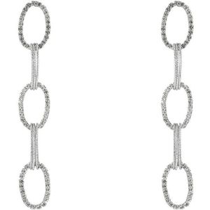 Day&Eve by Go Dutch Label Oorknoppen Ovaal Link Witte Stenen Zilver