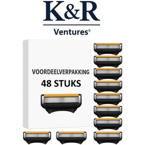 K&R Ventures® Scheermesjes – Compatibel met Fusion 5 – 48 Stuks – Past op Alle Fusion5 Type Houders (Power, ProGlide & ProShield) – Precisie Scheermessen voor Mannen