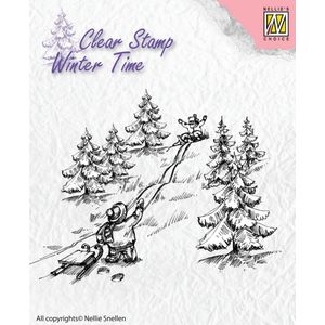 Nellies Choice stempel - Winter Time sleetje rijden WT003