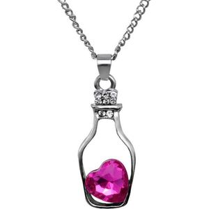 Fako Bijoux® - Ketting - Fles Met Hart - Fuchsia