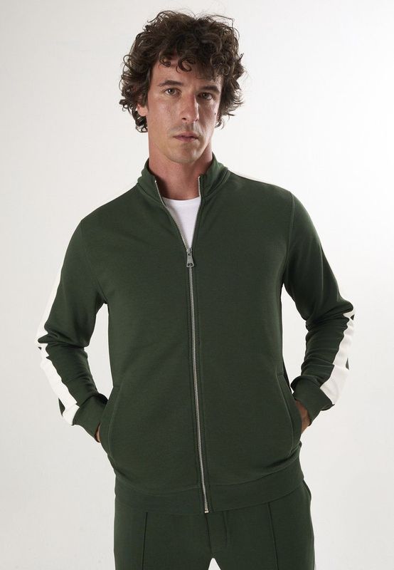 Felix Hardy Sweatvest  donkergroen / wit