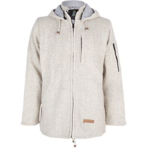 Gebreid Wollen Heren/Uni Vest van Schapenwol met Katoenen Voering en afneembare capuchon - SHAKALOHA - M Splendor ZH Beige S