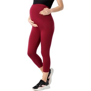 Be Mammy Dames Leggings - Zwangerschapskleding - ¾ Lange - Katoen - Wijn rood - XXL - BE-BE20-284-LE