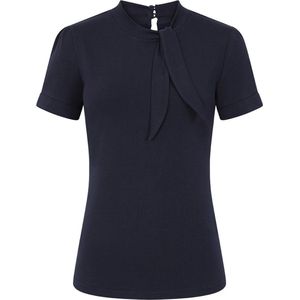 Sandy Loves Danny - Blousetop - Navyblauw - Katoen - Hoge Halslijn
