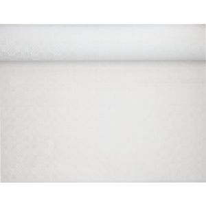 Tafelkleed papier met damastprint 50 m x 1,2 m wit