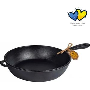 MAYSTERNYA Gietijzeren Sauteerpan - ø 28 x 6 cm - Geschikt Voor Inductie - Koekenpan - Hapjespan - Pannenset - Gietijzer - Barbecue Pan - Cadeau - Cadeaupakket Geschenk - PFAS vrij - Mat Zwart