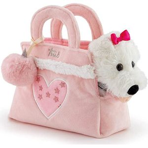 Trudi - Fashion Pets Hond Chloe Dreamy in Fashion Bag (XS-29616) - Pluche knuffel - Ca. 15 cm (Maat XS) - Geschikt voor jongens en meisjes - Roze/Wit