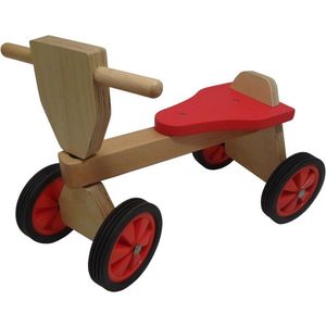 Playwood Loopfiets -  Vierwieler - Rood - Hout