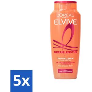 5 x L'Oréal Elvive Dream Lengths Shampoo 250 ml - Haarverzorging - Haarherstel - Keratine - Castorolie - Glans
