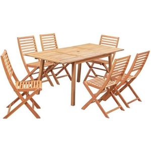 Garden dining set 4-6 personen - Eucalyptus FSC - Uitschuifbare tafel 120/180 x 80 cm + 6 klapstoelen