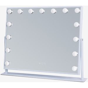 Hollywood Grote Make-up Spiegel-met 360 Grad Roterende Desktop Vanity Spiegel 62X52CM - WIT