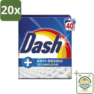 20 x Dash – Waspoeder – Witter Dan Wit – 2,2 kg - Grootverpakking - Witte Was - Waspoeder - Waspoeder Witter Dan Wit - Anti-residu - Snel Oplosbaar