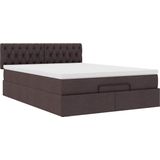 vidaXL - Ottoman - bed - met - matrasx200cm - stof - donkerbruin