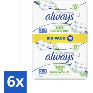 Always - Maandverband - Night - Cotton Protection - Met Vleugels - Maat 3 - 16 Maandverband - Voordeelverpakking - 6 stuks