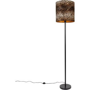 QAZQA simplo - Moderne Vloerlamp | Staande Lamp met kap - 1 lichts - H 1840 mm - Luipaard print - Woonkamer | Slaapkamer | Keuken