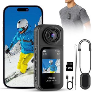 DailySupplies® Bodycam - Action Cam - Spycam - Bewegingsdetectie - 180º Draaibare Lens - Bodycam Politie - Full HD - Zwart