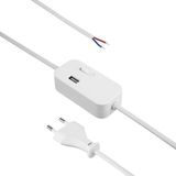 REV Euro-voedingskabel met tussenschakelaar 0033500112, met USB, 2 m, wit