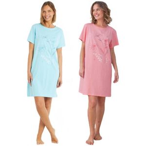 Kort effen katoenen nachthemd - set van 2