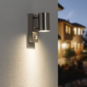 Mason wandlamp - 4000K warm wit - Bewegingsmelder en schemerschakelaar - IP44 spatwaterdicht - Spotlight voor binnen en buiten - RVS