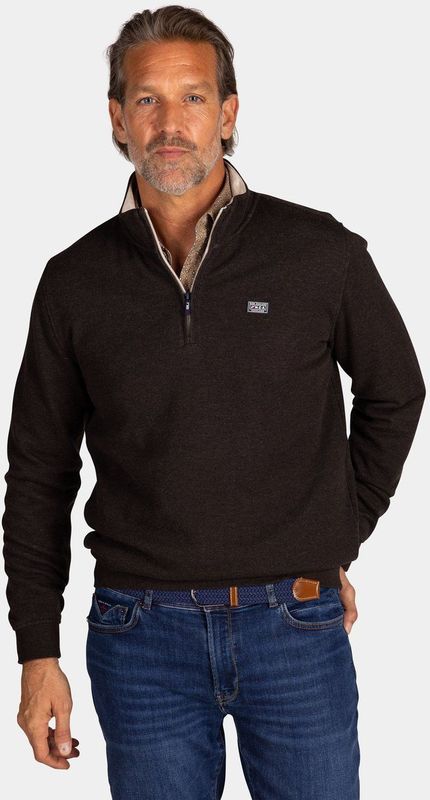 NZA - Bruine katoenen half zip sweater