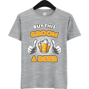 Buy This Groom A Beer | Vrijgezellenfeest Cadeau Man - Groom To Be Bachelor Party - Grappig Bruiloft En Bruidegom Bier shirt Amazon - Trefwoorden - T-Shirt - Unisex - Heather Grey - Maat XL