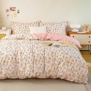 Ibenzoa® Roze bloemen dekbedovertrekset voor meisjes inclusief kussensloop, omkeerbaar microvezel beddengoed