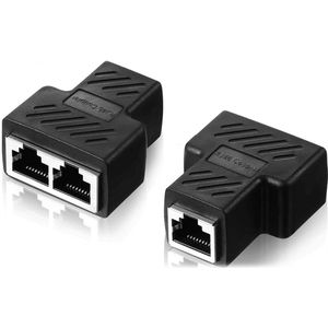 Ynkkvre-RJ45 Ethernet Splitter 1 naar 2 – Cat5/Cat6 Netwerkadapter 100Mbps – Duurzame LAN Kabel Splitter voor Router, PC & PoE Apparaten