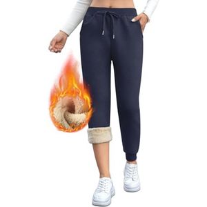 Fleece Gevoerde Dames Joggingbroek - Warme Thermische Trainingsbroek met Trekkoord en Zakken